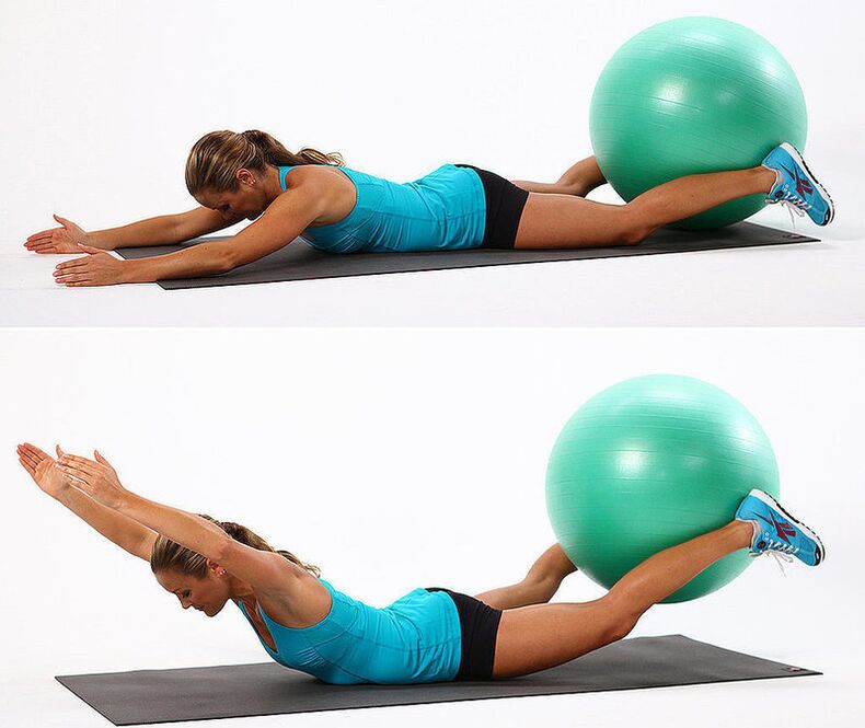 Exercise Boat with a ball for fat burning in the buttocks and thighs